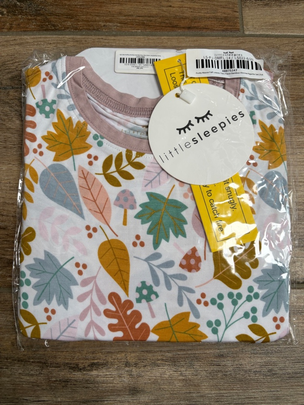 Little Sleepies dusty mauve Fall Leaves Print LS PJ